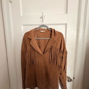 12th Tribe Tan Suede Shirt